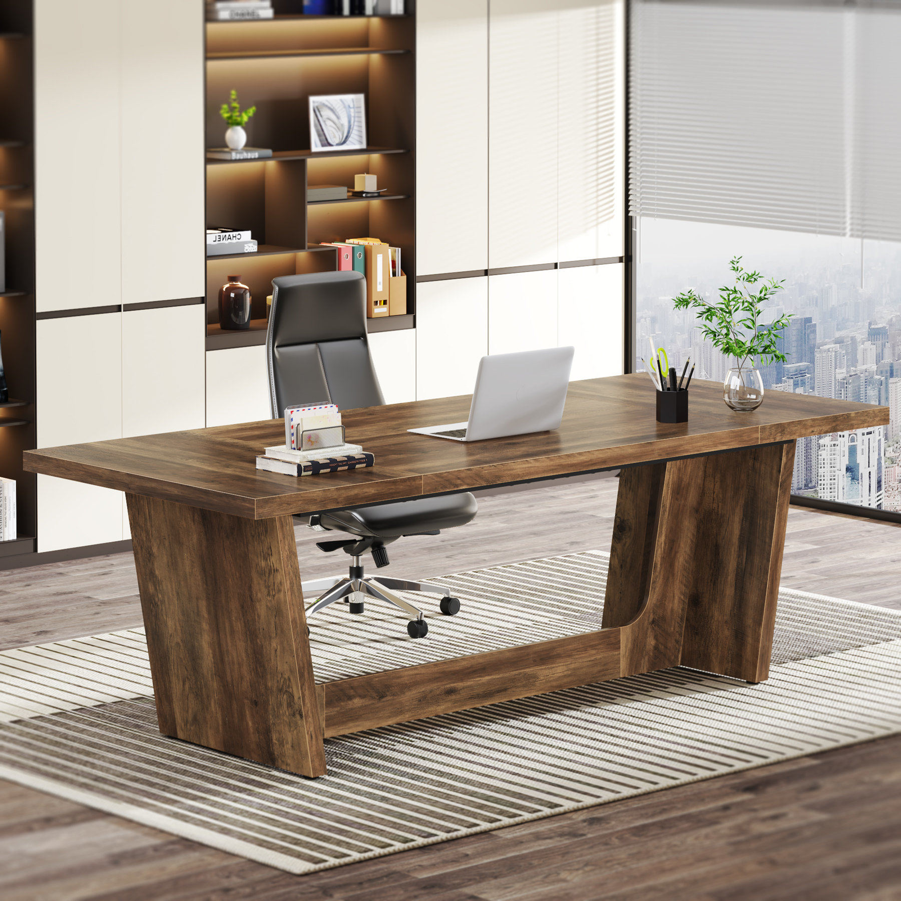 Millwood Pines 70.9" Executive Desk, Large Home Office Desk Desk & Reviews | Wayfair